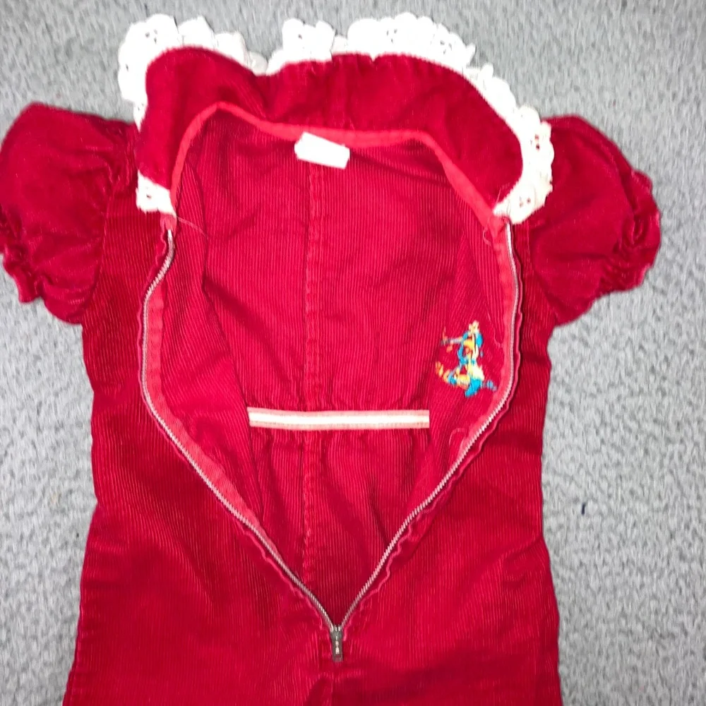 Vintage Corduroy Romper Baby Girls‎ 0-3 MONTH Lace Collar Nursery Rhyme 80s